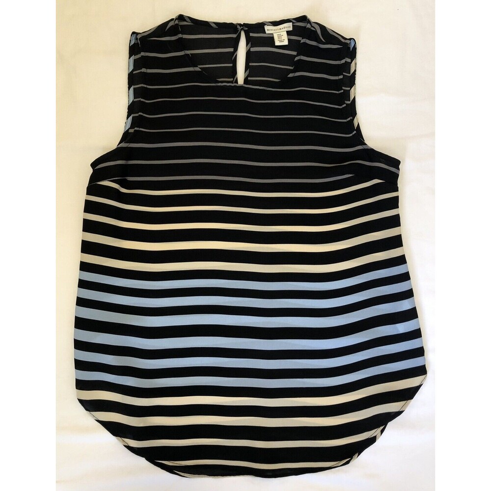 Mercer & Madison Small Multicolor Black Blue Striped Sleeveless Top